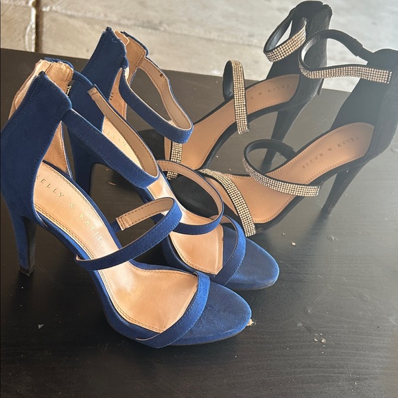 Kelly & Katie Blue and Black Strappy Heels two pairs bundle - Picture 1 of 6